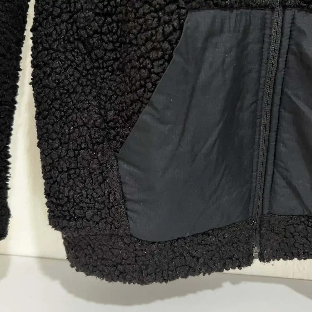 Adidas Black Sherpa Fleece Teddy Hooded Sweatshirt Size Small